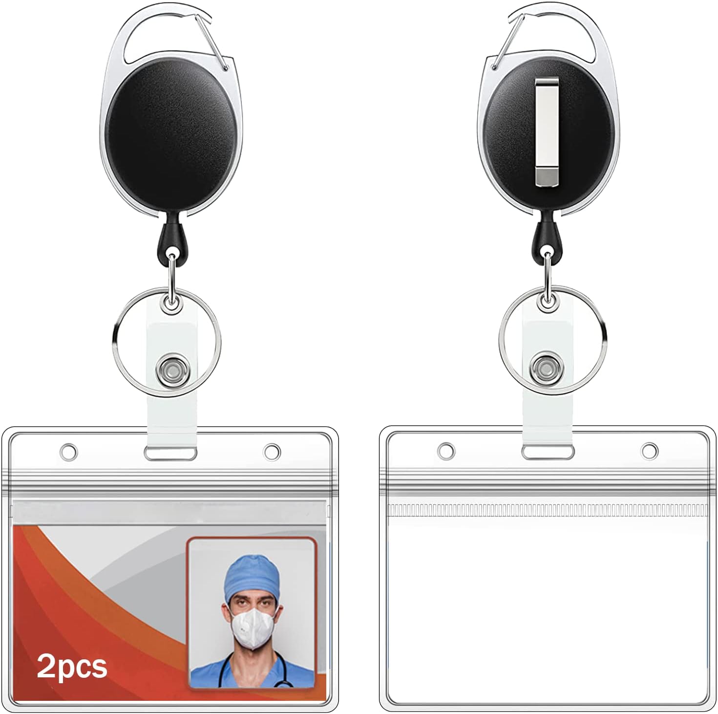 Ausweishülle mit Band Set, SunTaYon Schlüsselring Retractable Badge