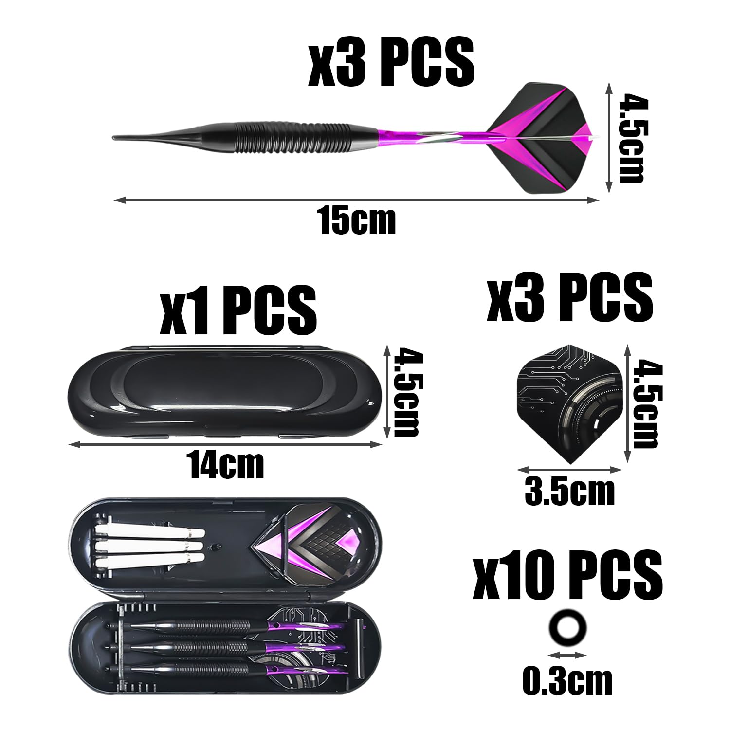 Jeu de fléchettes à pointes en plastique, accessoires de fléchettes souples, fléchettes électroniques (violet)