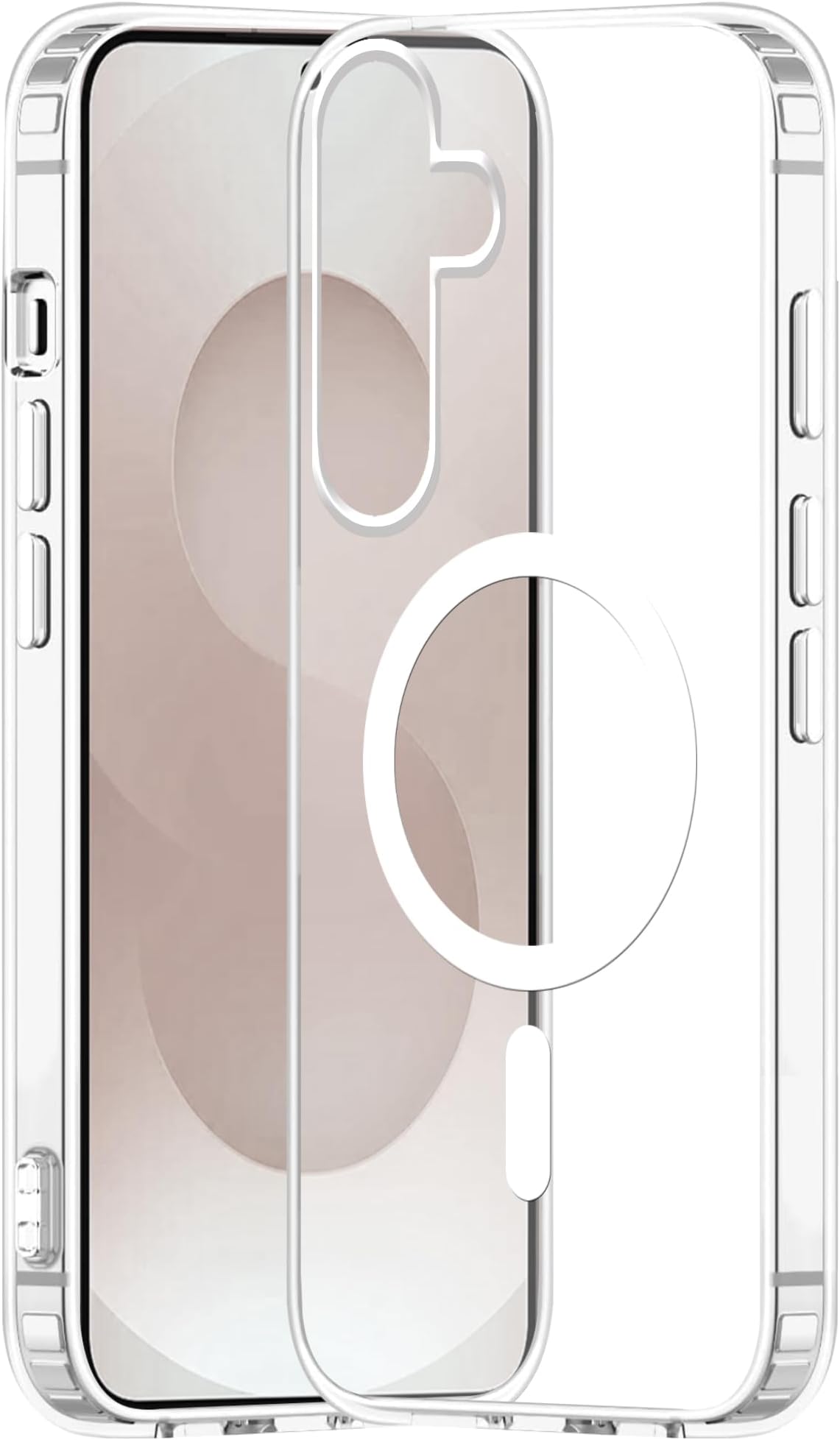 amazon basics Clear Magnetic Case Cover for Samsung Galaxy S26 Edge 5G [Compatible with MagSafe Accessories] Slim Shockproof Magnetic Transparent Phone Cover Case