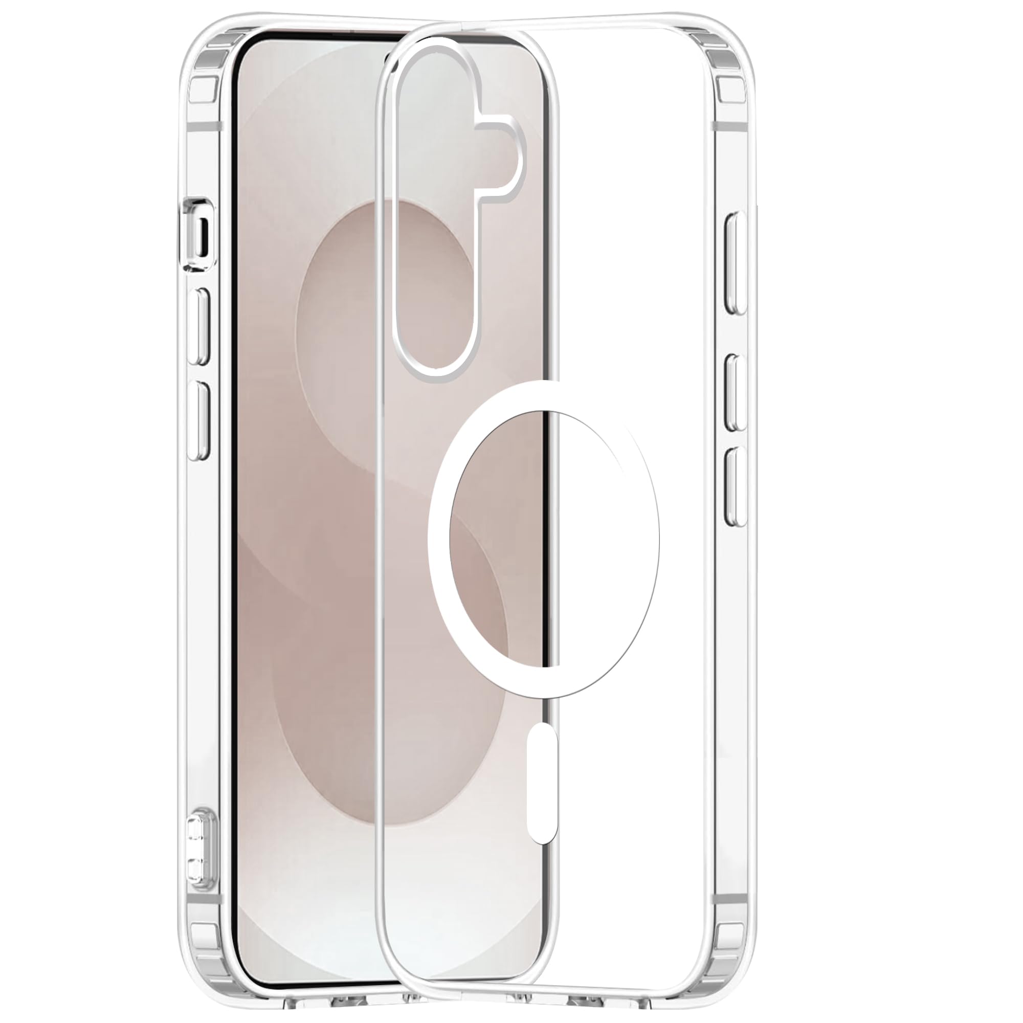 amazon basics Clear Magnetic Case Cover for Samsung Galaxy S26 Edge 5G [Compatible with MagSafe Accessories] Slim Shockproof Magnetic Transparent Phone Cover Case