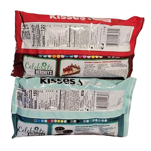 Miniatura 2 de Paquete de 2 Hershey Kisses de Chocolate Negro con Trufa de Menta y Cordial de Cereza Navideño
