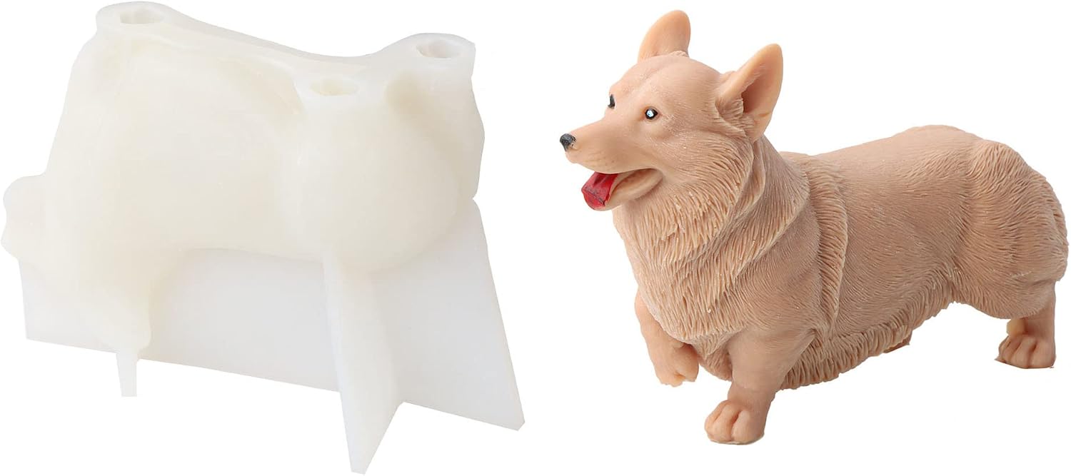 3D Dog Silicone Candle Mold Animal Soap Mold Silicone Dog Mold for Chocolate, Candy, Cake Decor, Soy Wax Candle, Soap, Polymer Clay, Plaster, Resin Art (Dog A)