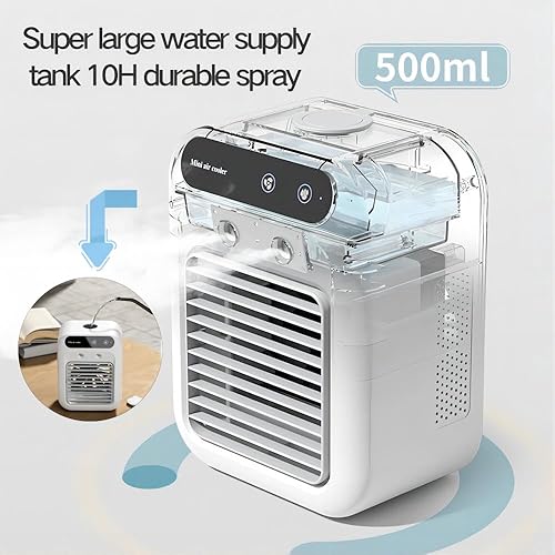 Miniatura 5 de Ventilador de escritorio con tanque de agua fría, mini ventilador de aire acondicionado, ventilador de enfriamiento de escritorio, recargable por
