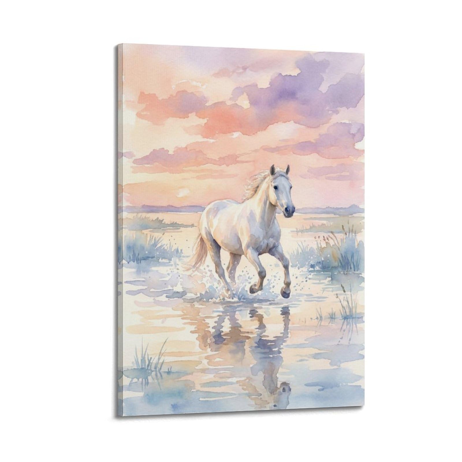 XKUGA White Horse Coastal Surf Travel Poster Beach Sunset Vintage Modern Decorative Canvas Prints - Ideal Wall Art for Family, Man Cave, Game Room, Boys & Girls Bedroom 20x30inch(50x75cm)
