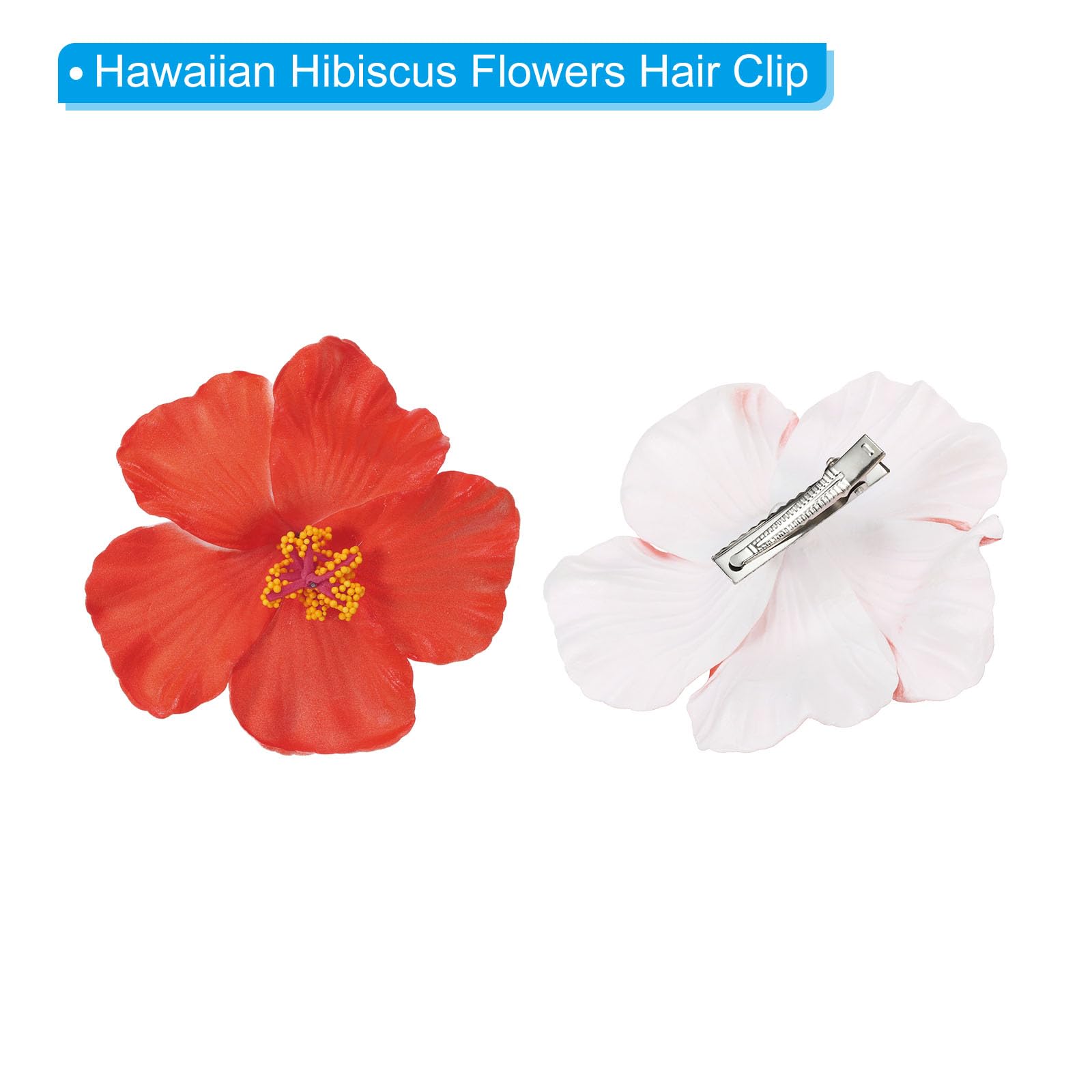 PATIKIL Hawaiian Hibiscus Flowers, 10 Pack Artificial Flowers Hair Clip DIY Foam Hibiscus Flower for Tabletop Decoration Party Favors Supplies, Red - Image 3