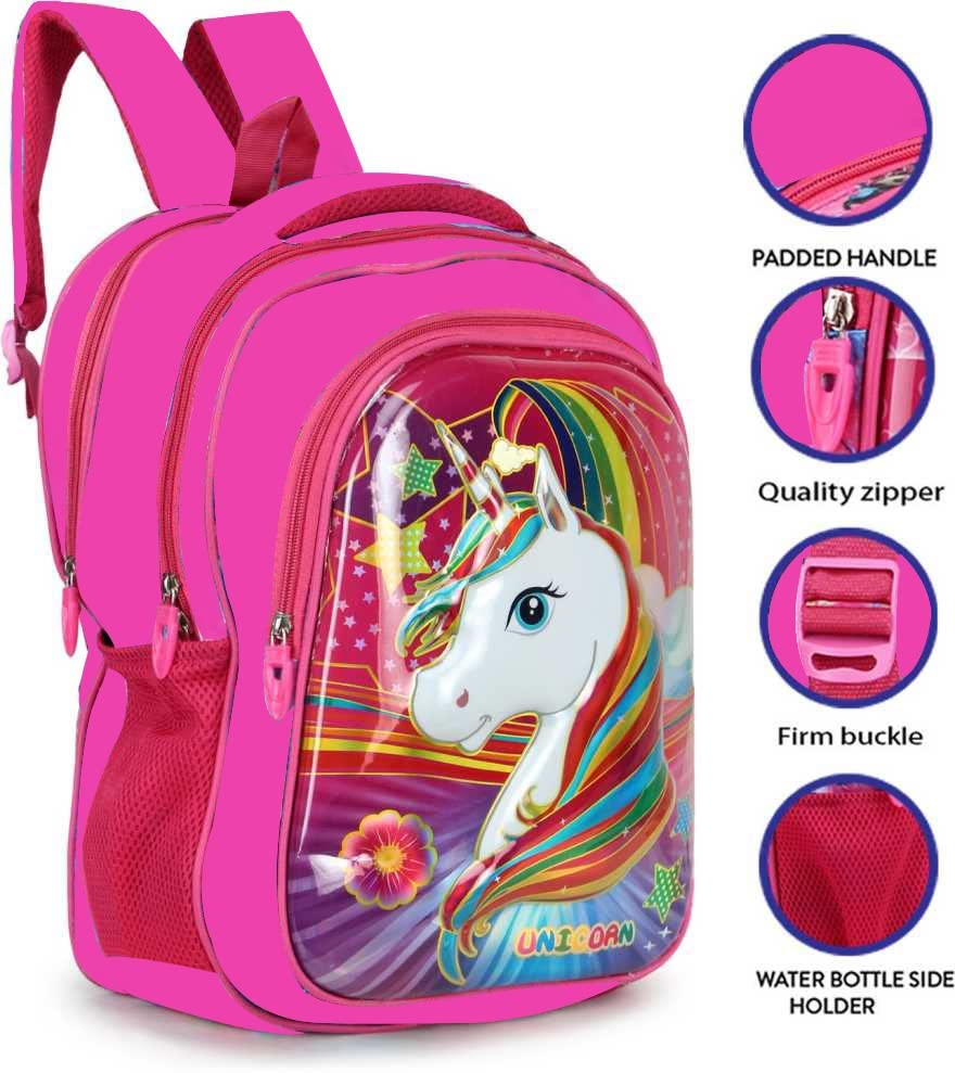 Image of Dejan Bags Girl's Water Resistant 27 L Polyester School Backpack for 6-10 Years (Pink)