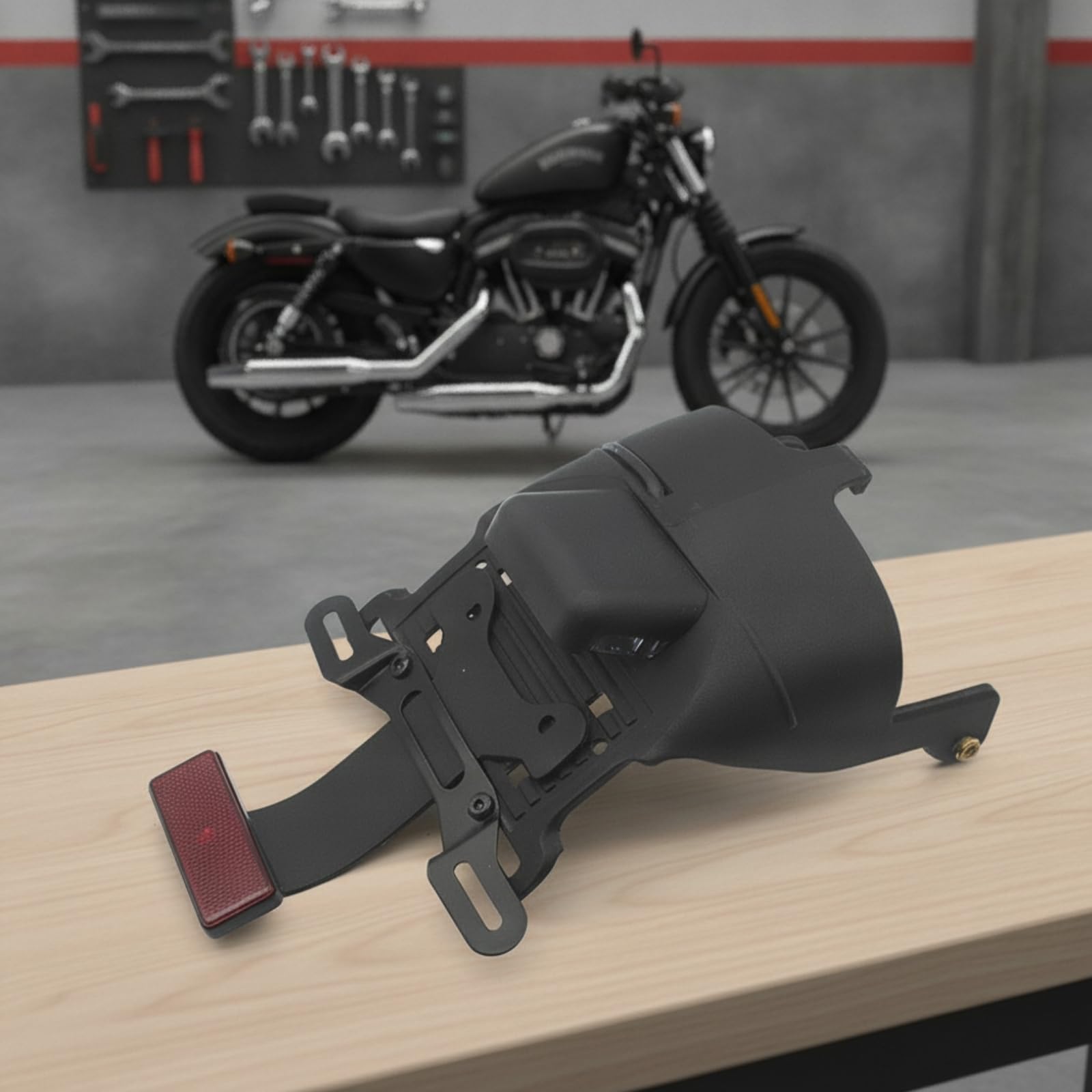 perfk Kit Montaje Matrícula para Motocicleta con Panel Luminoso Rojo Integrado y Brazo Extendido Plástico con Soportes Ranurados Acuado para Personalización Estética la