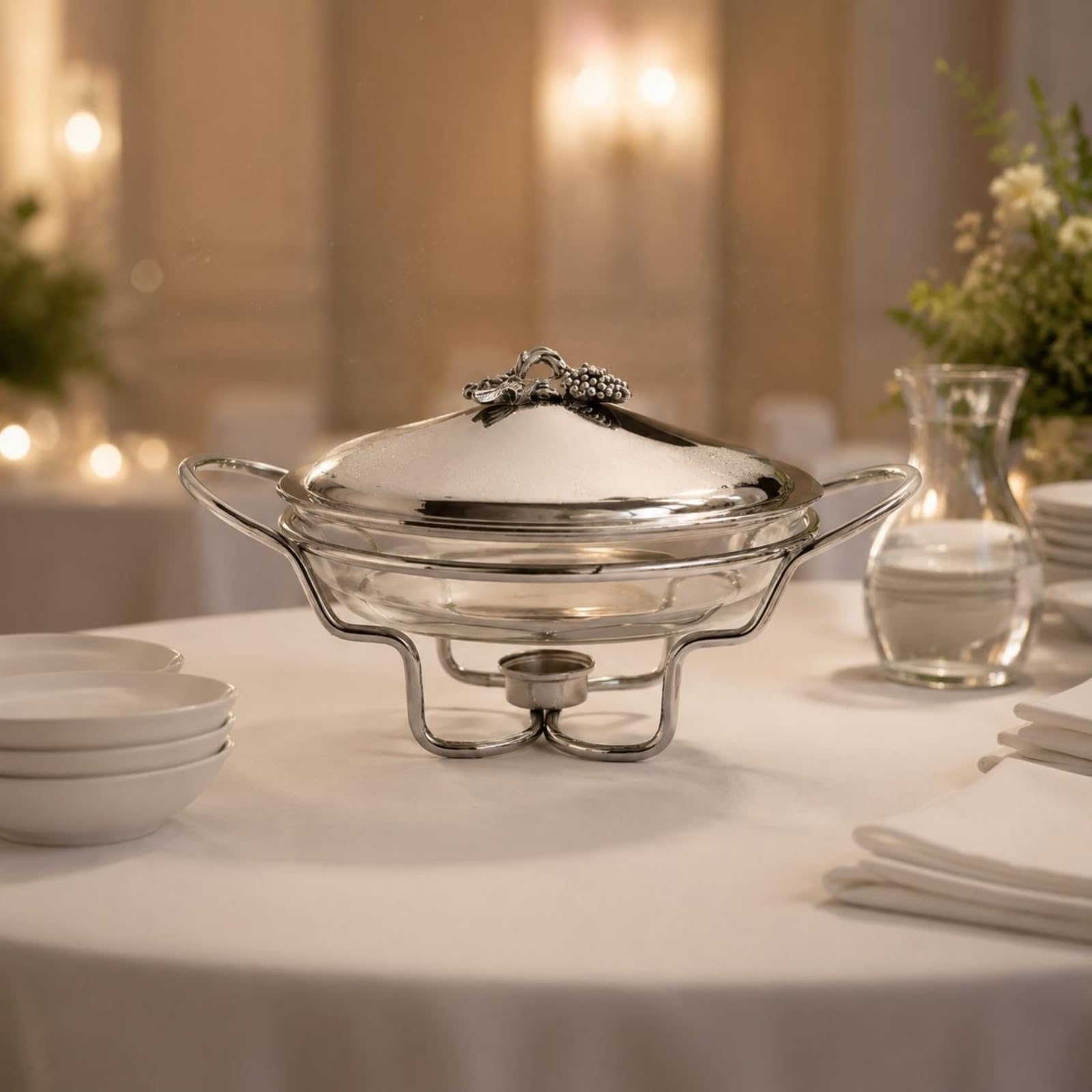 Chafing Dish in Acciaio Inox Mantiene il Cibo Caldo Chafing Dish Inox Resistente Alla Ruggine Scaldapietanze da Buffet per Alberghi
