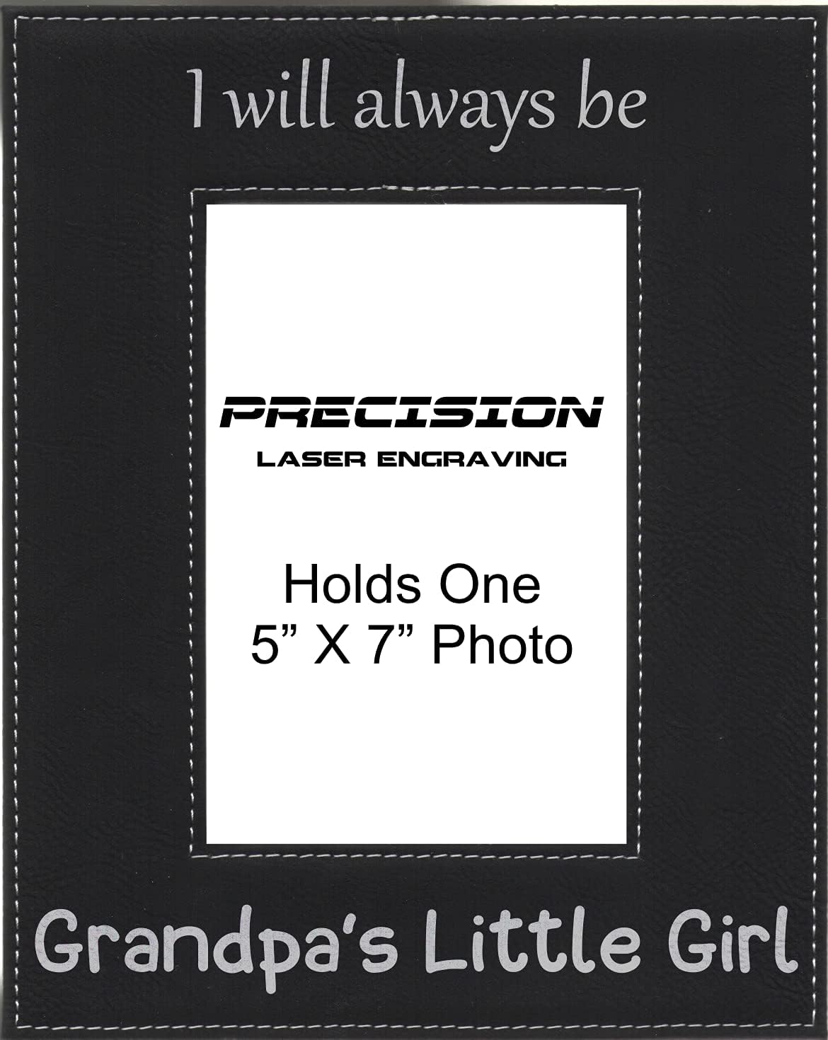 Grandpa Gifts I Will Always be Grandpa's Little Girl Engraved Leatherette Picture Frame Fathers Day
