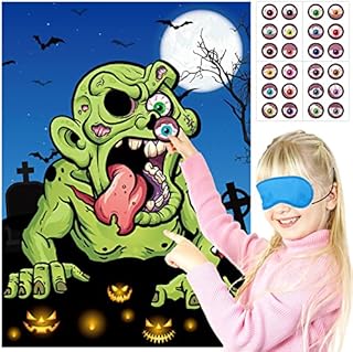RMMD® Halloween Party Games for Kids Pin the Eye on the Zombie Games 24 Players Halloween Party Games Pin the Halloween Game Halloween Party Favours Halloween Pin Game for Family/School
