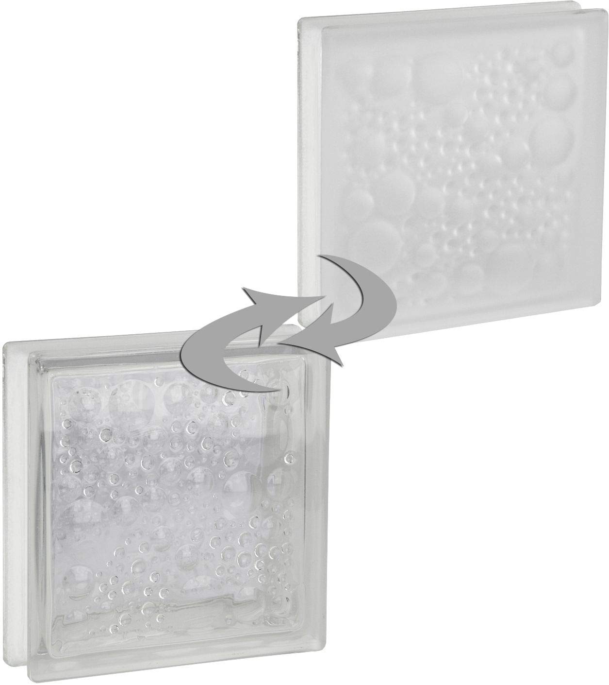 8 piezas FUCHS bloques de vidrio savona blanco satinado por un lado (vidrio mate) 19x19x5 cm