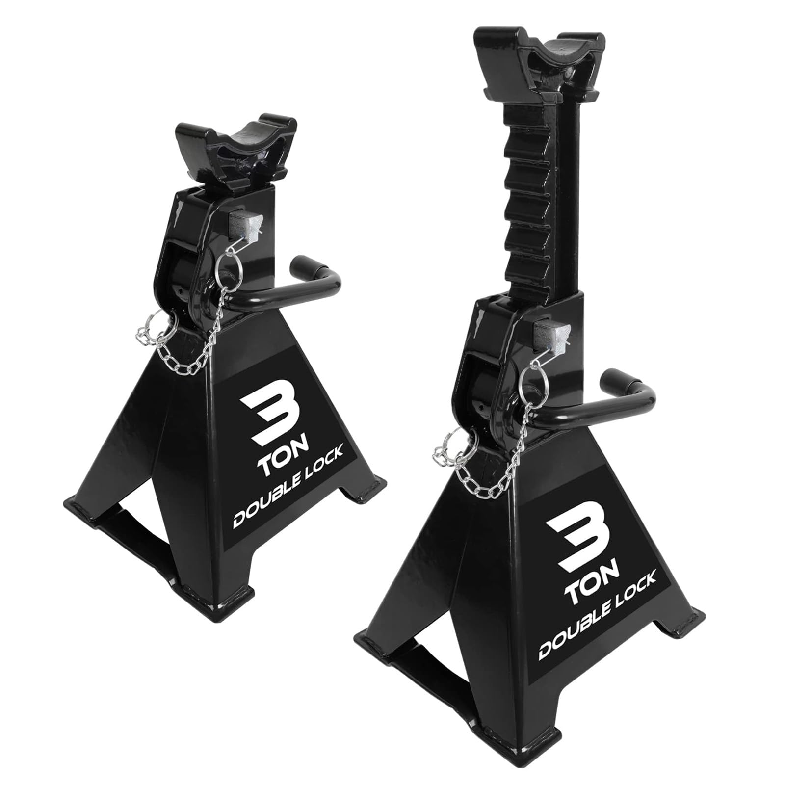 Torin 3 Ton Steel Heavy Duty Jack Stands, Double Locking Pins Car Lift Jack, Black, 2 Pack