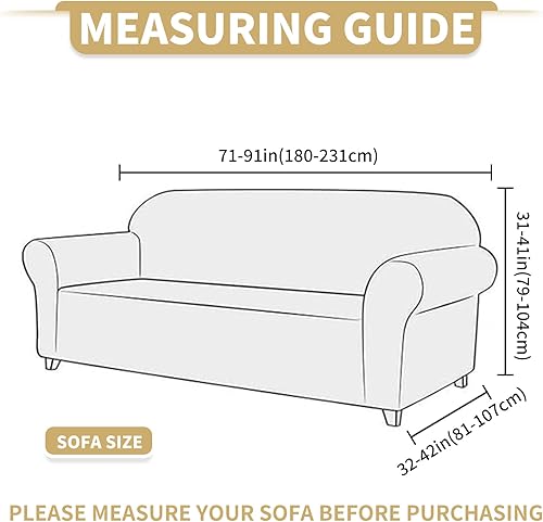 Miniatura 6 de JIVENER - Funda de sofá de 1 pieza para sofá de 3 cojines, funda de sofá de alta elasticidad con parte inferior elástica, fundas de sofá lavables