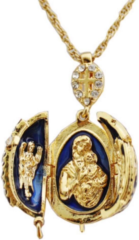 Pendentif œuf FabergÉ Pendentif œuf Fabergé Style Chouette Bleu - Copie Décorative, Neuf Avec étiquette Pendentif œuf Fabergé Chouette Bleu