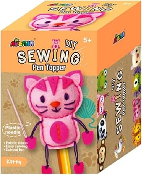 Avenir Sewing Pen Topper - Kitty | DIY Pen Topper Friend Sewing Kit - Hours of Entertainment & Creativity | Tools & Instructions Included, Easy and Fun Activity for Kids +