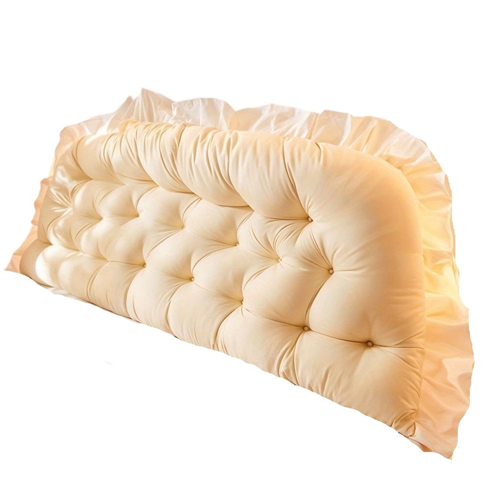 LPATEBCVU Ruffle Bed Backrest 1pc Headboard Pillow For Bed, Upholstered Large Bolster Positioning Support Reading Cushion(YELLOW)