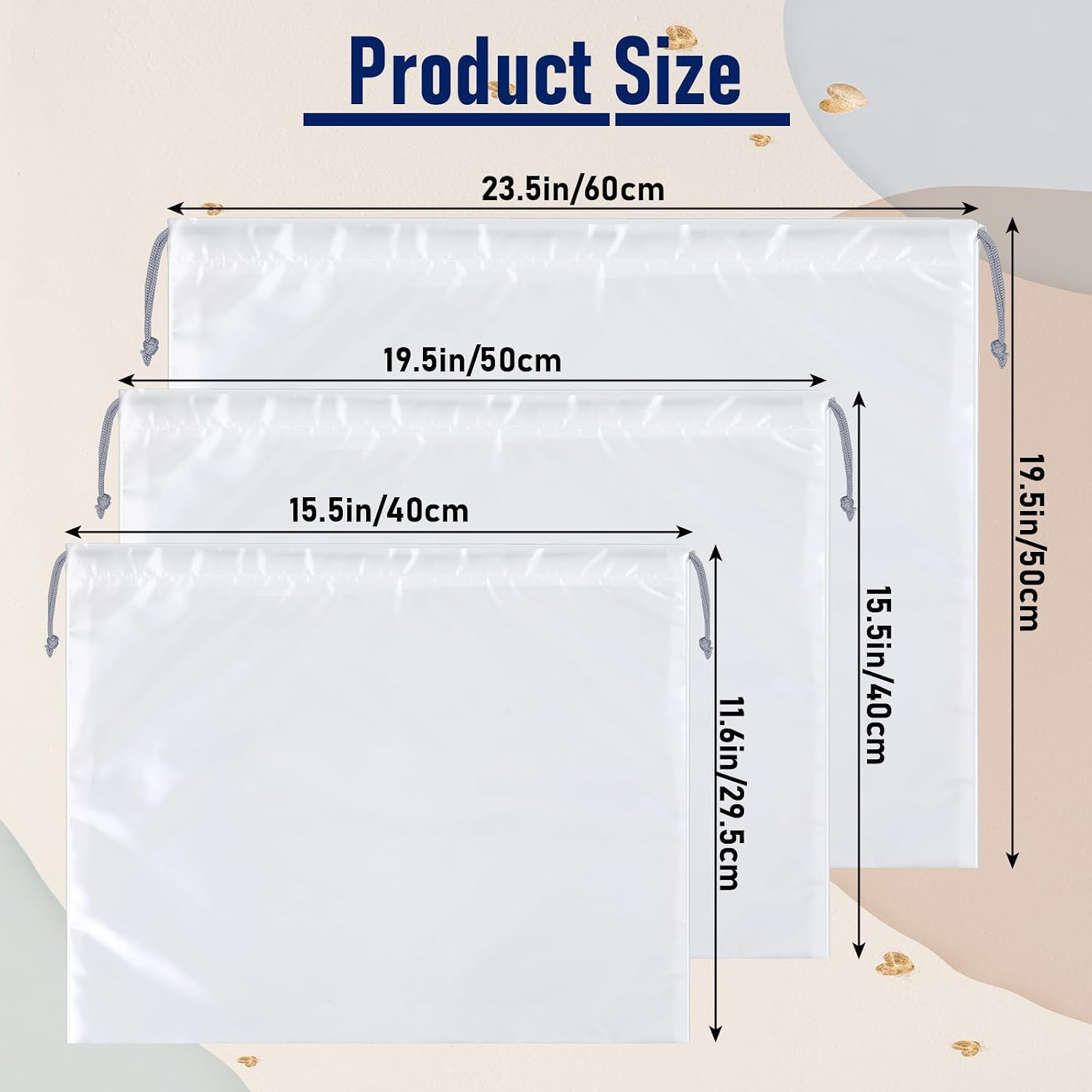 15 Pcs Dust Bags for Handbags, White Silk Drawstring Storage Bags, 3 Sizes Purse Dust Covers for Travel Shoe Boot Protection