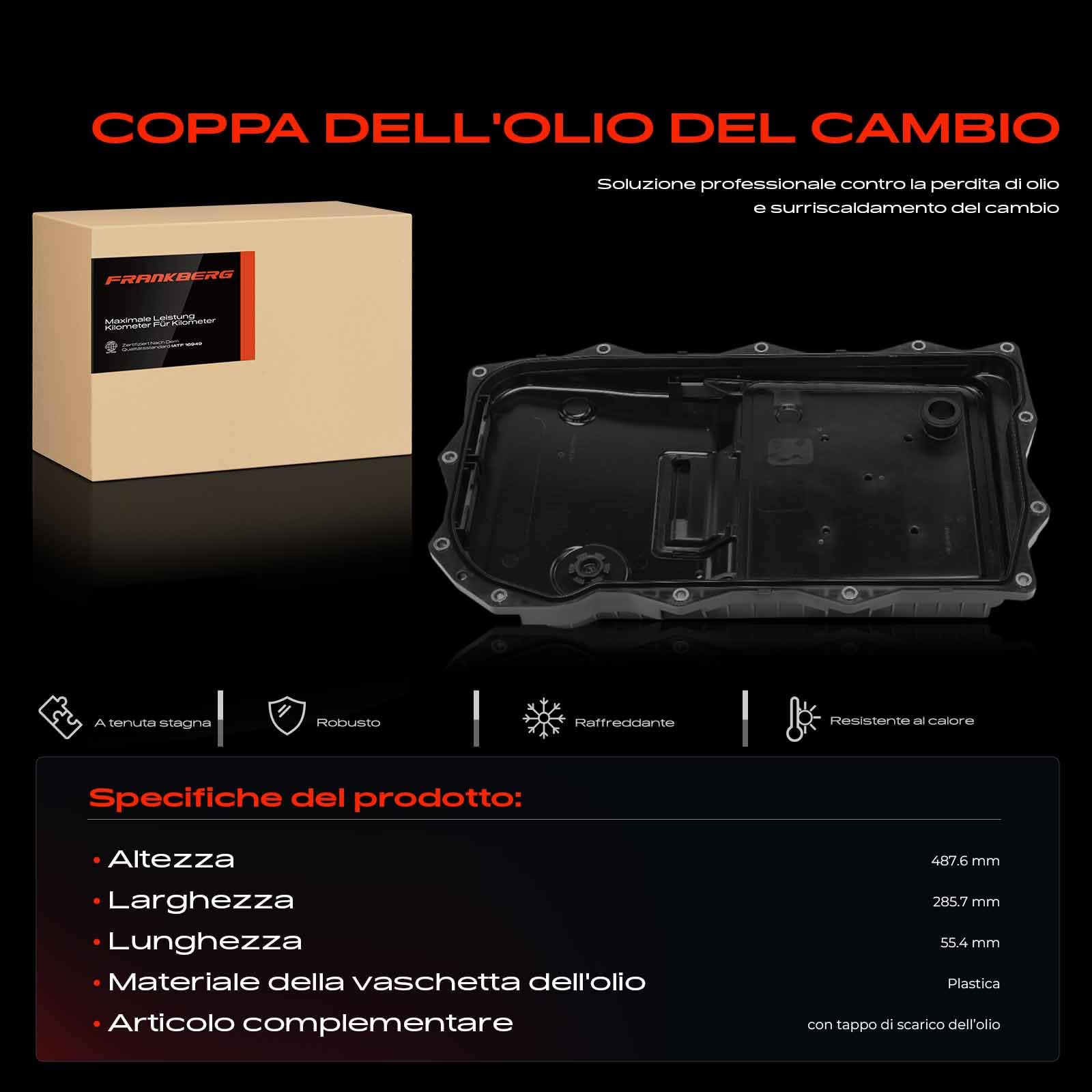 Frankberg Coppa dell'olio coppa dell'olio della trasmissione trasmissione | 68225344AA; Compatibile con: Ram 1500 Pick-up DJ DS, Challenger Coupé, Grand Cherokee IV Seconda Guerra Mondiale