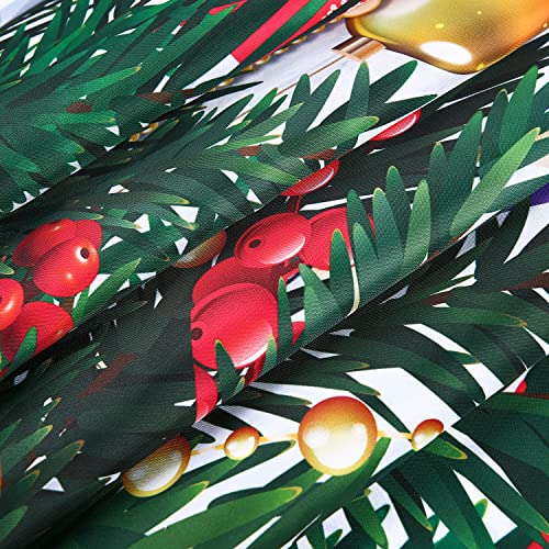 Rosielily Christmas Shower Curtain Red And Green Shower Curtains For Bathroom Holiday Xmas Shower Curtain Set With Hooks Colorful Baubles Merry Christmas Bathroom Decor, 72" W X 72" H #TOP6