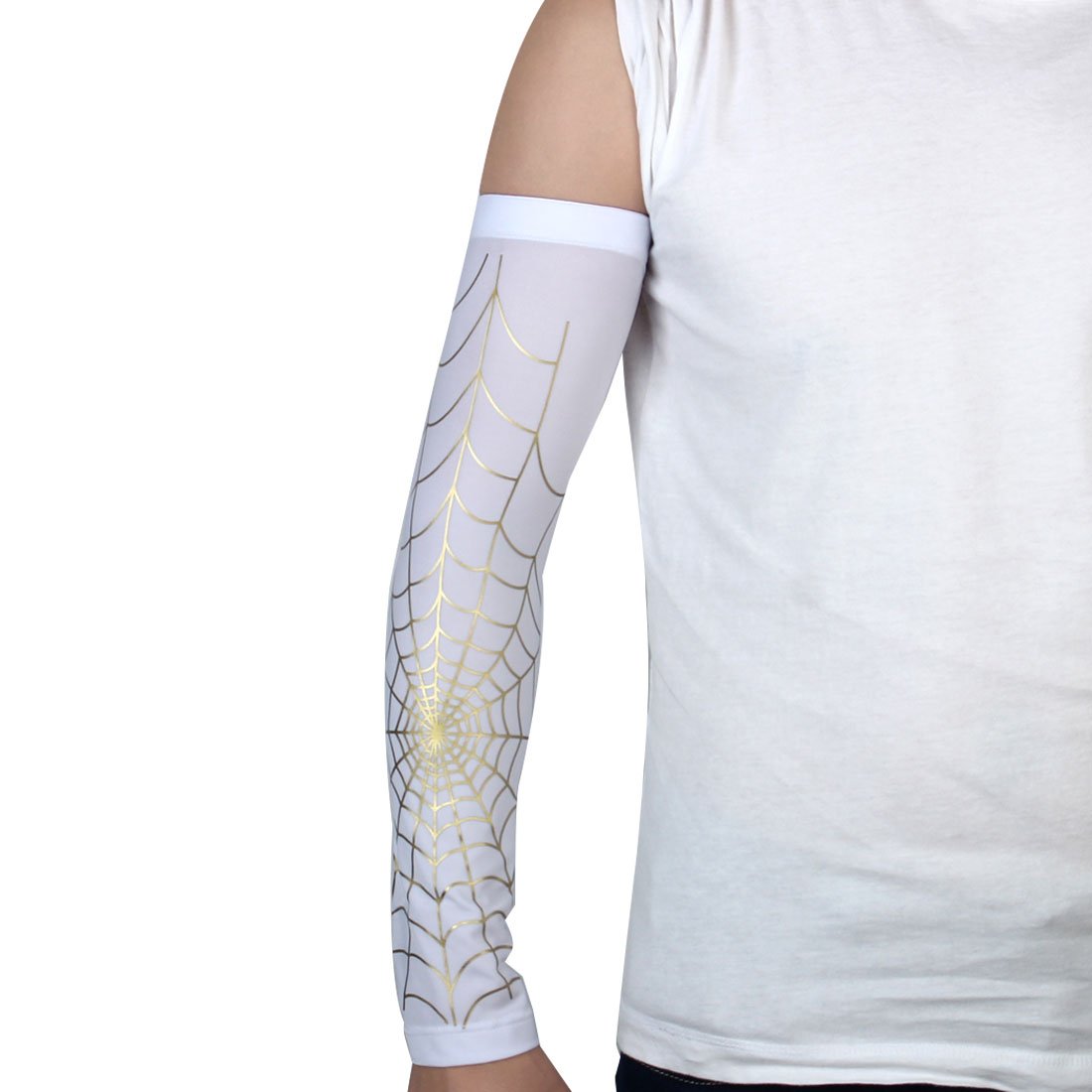 Qtqgoitem Cobweb Print Stretchy Outdoor Sports Elbow Brace Wrap, Sun Arm Sleeves Band Support Protector XL Pair White (model: 85c 08a f94 fbe 978)