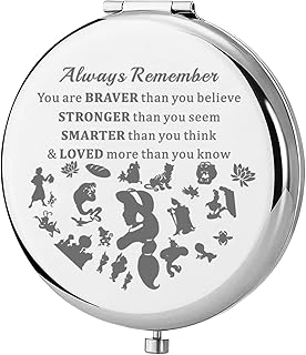 KEYCHIN Jasmine Princess Pocket Mirror Jasmine and Aladdin Fans Gifts Always Remember You are Braver Stronger Smarter Than You Think Compact Makeup Mirror for Women Girls Teenagers (Jasmin Mirror)