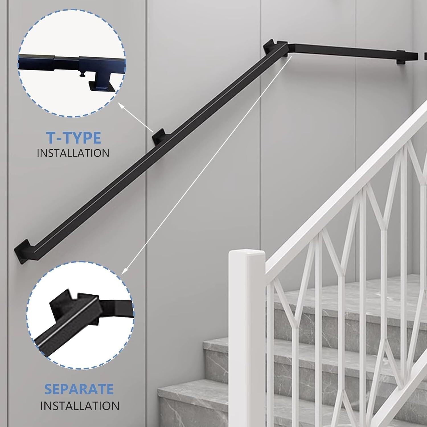 X&Z-XAOY Barandilla De Escalera Moderna Negra Barra De Agarre para Exteriores Barandilla De Escalera Metal Barandilla Balaustrada Pie Barandilla Soporte Varilla Asidero De Seguridad(100cm)