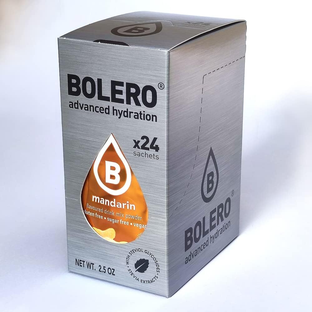 Bolero Drink 24 bolsitas 3 g fruta preparada en polvo soluble bebida fresca 72 gramos endulzado stevia Mandarin