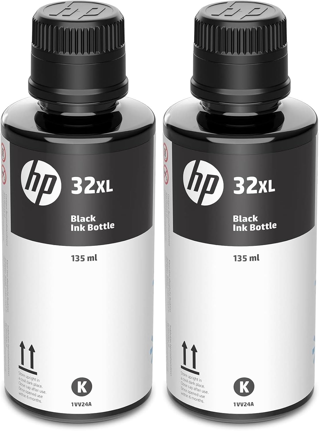 HP 32XL | Ink Bottle | Black | Up to 6000 Pages per Bottle| Works Smart Tank Plus 651 and Smart Tank Plus 551 | 1VV24AN | Packaging May Vary (Pack of 2)