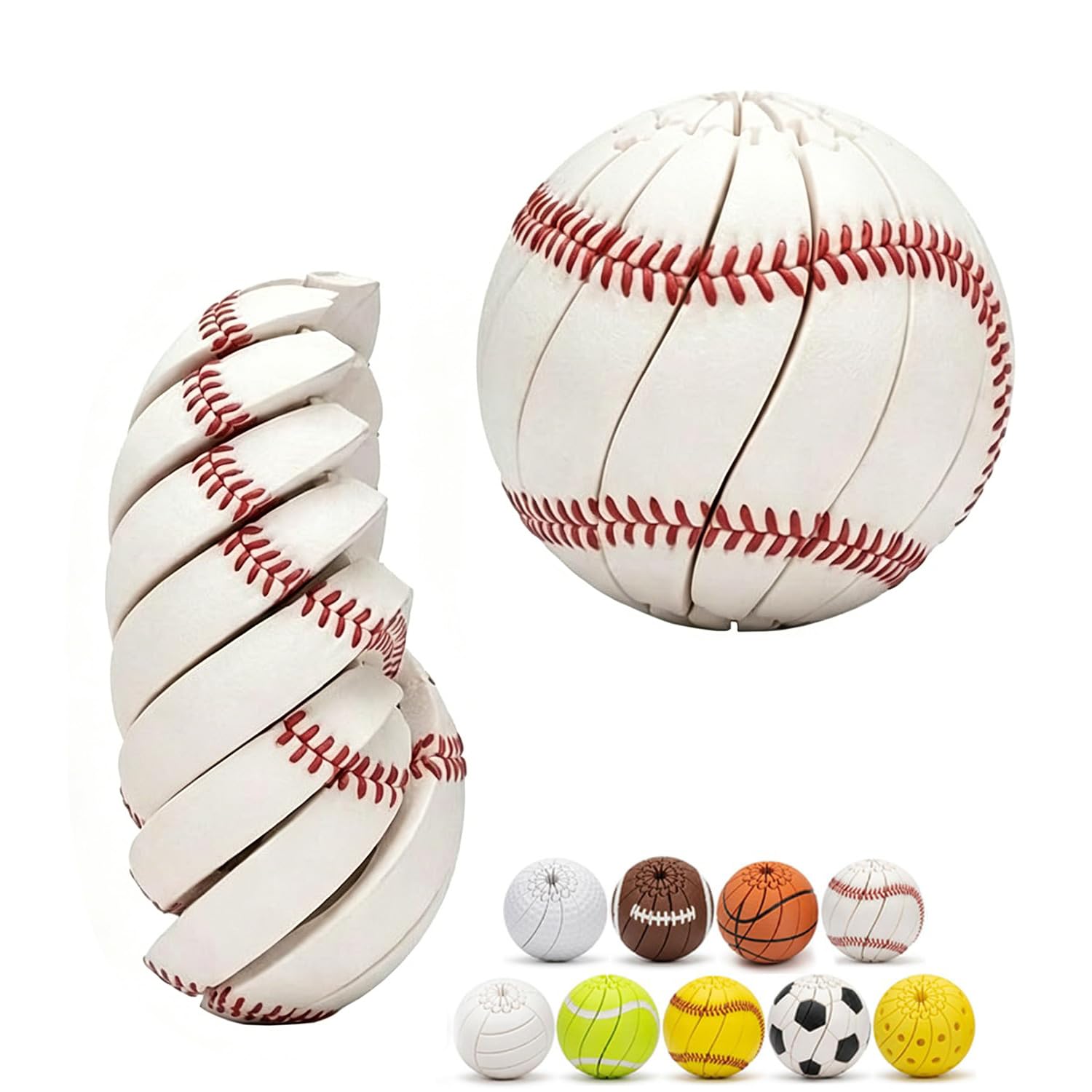 Baseball Fidget Ball, Baseball Fidget Ball Toy for Stress Relief, 3D Printed Twist & Turn Sensory Puzzle Ball, Portable Handheld Kinetic Focus Toy for Adults & Teens (B#)