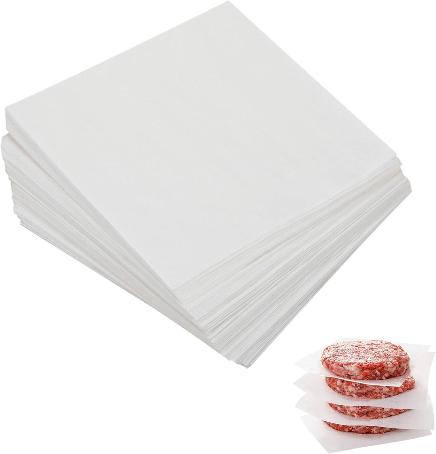 Parchment Paper Squares, 4x4 Inch, Set of 300, Small Hamburger Patty