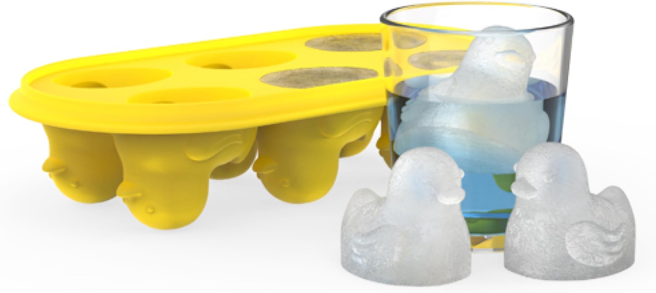 TrueZoo Quack the Ice Duck Ice Cube Tray, Easy Release Silicone Mold for Whiskey, Cocktails, Iced Tea, Jello Shots, Chocolates, Frozen Treats, Novelty Kitchen & Home Bar Gifts, Set of 1, Yellow