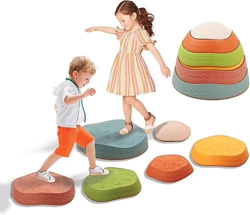 Miniatura 9 de 5 piedras de equilibrio de plástico antideslizantes para niños hasta 220 libras para pomotear habilidades de coordinación de los niños cursos de