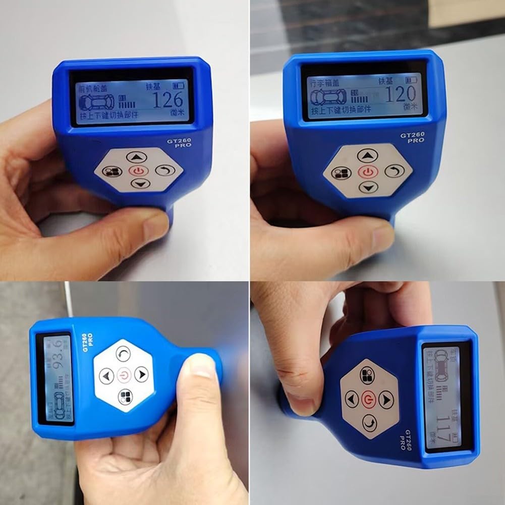 GT260PRO - Medidor digital de espesor de capa, para pruebas de pintura en automóviles e industriales, medidor de pintura para coche con doble principio de detección automática, rango de 0-3000 µm