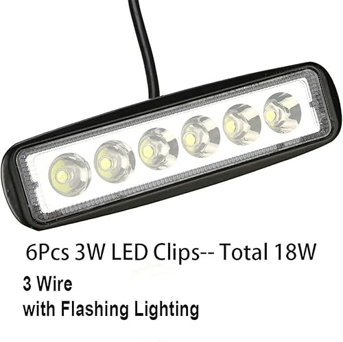 Miniatura 4 de Yibid Motocicleta Lámpara de Trabajo LED de Conducción de 18W Luz Delantera Antiniebla con Cable de 3 Hilos Freno Intermitente de Repuesto para