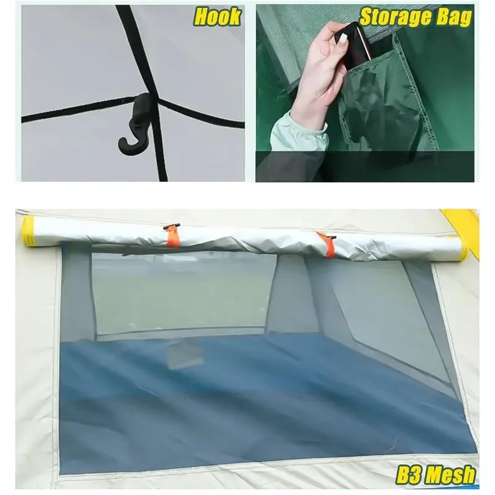 Tente de Plage Auvent Pare-Soleil de Camping for 1 à 4 Personnes, imperméable, Coupe-Vent, entièrement Automatique, for Voyage en Famille(Blue 3-4 Person)