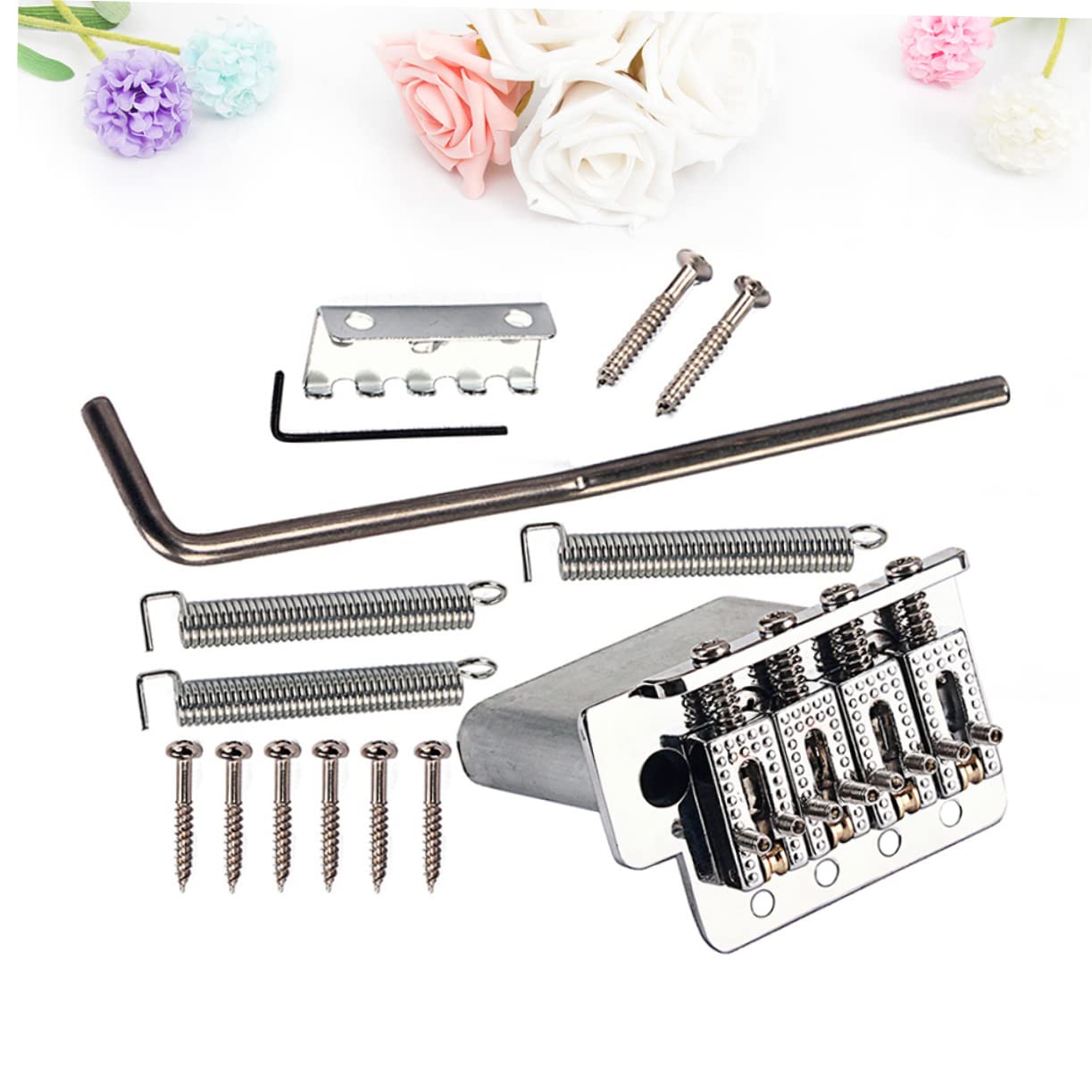 Toyvian 4 struny instrumentów muzycznych instrumenty muzyczne metal srebro kolodialne akcesoria gitarowe srebrne akcesoria gitarowe akcesoria śrubowe siodełko most