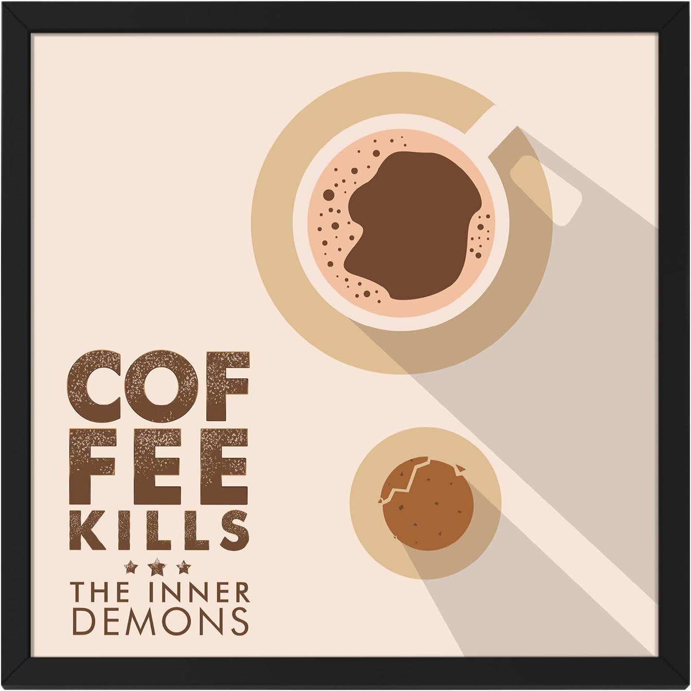 Ritwika's Abstract Wall Art Of Coffee For Life Quote With Frame for Home and Office Decor | 13.5 inch x 13.5 inch | Multi Colored | Digital Painting