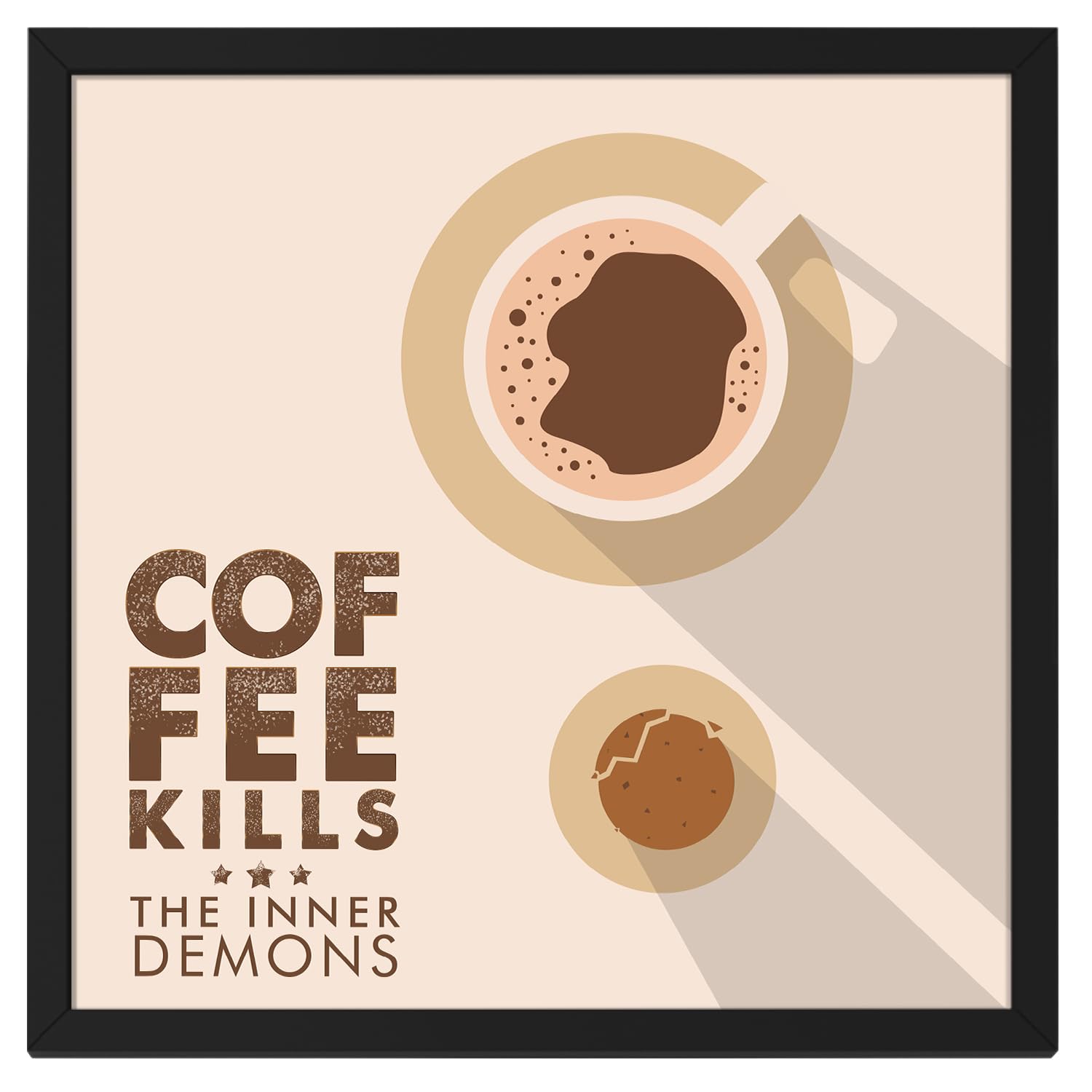 Ritwika's Abstract Wall Art Of Coffee For Life Quote With Frame for Home and Office Decor | 13.5 inch x 13.5 inch | Multi Colored | Digital Painting