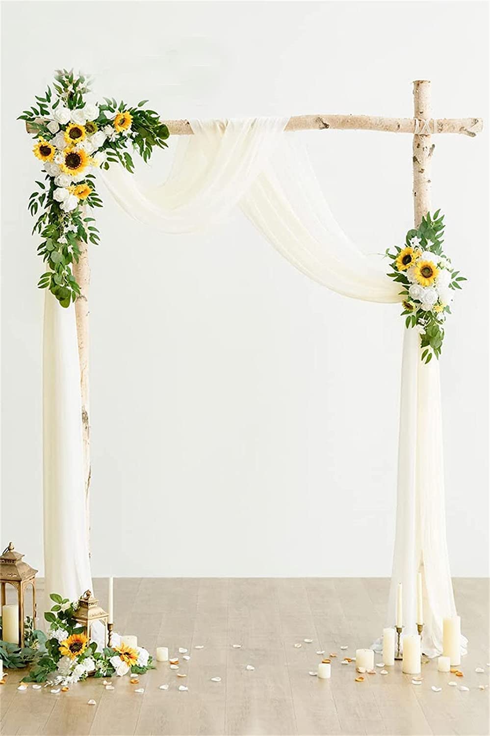 Garisey Kunstmatige bruiloft boog bloemen kit (Pack van 3), bruiloft boog draperen stof bruiloft bloemen slingers bloemen arrangement Swag voor ceremonie en receptie achtergrond decoratie (Ivoor