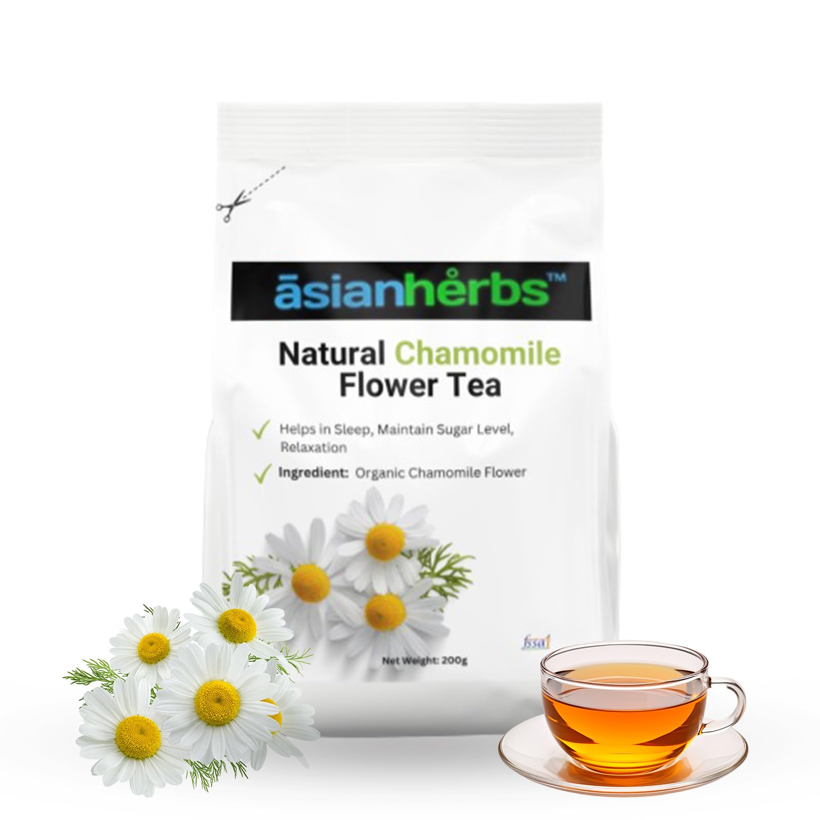 Asian Herbs Chamomile Tea - Relaxation & Comfort, Calming & Stress-Relief | Natural Herbal Blend for Evening Tranquility & Wellness (30 Tea Bags)