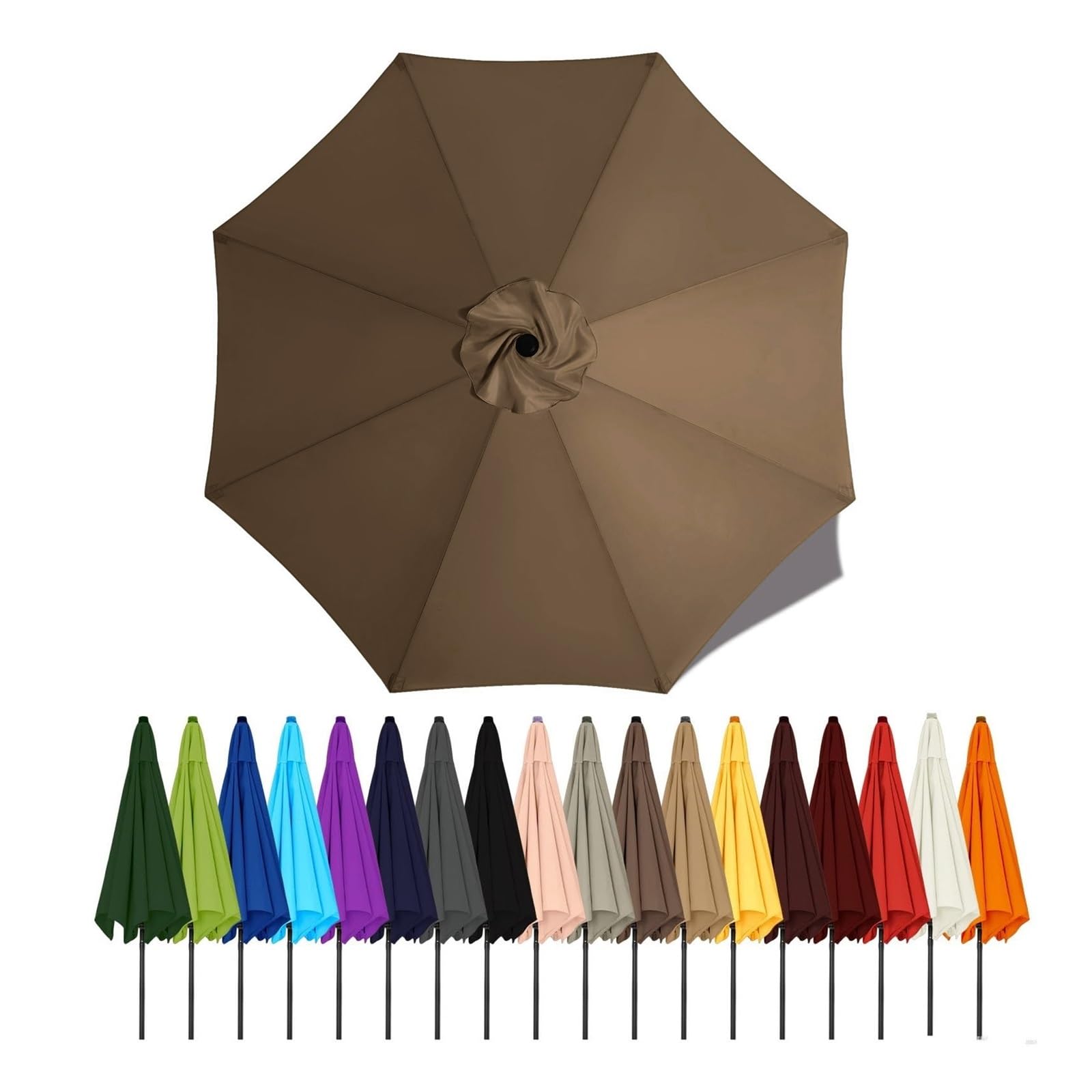 Duchunsheng Replacement Canopies Parasols 6 Rib/8 Arms Blue Gray Green White Umbrella Canopy 2 2.5 2.7 3 4M Waterproof Anti-UV Sun Umbrella Parasol Cover Outdoor Patio Garden(Light brown,2m - 6Ribs)
