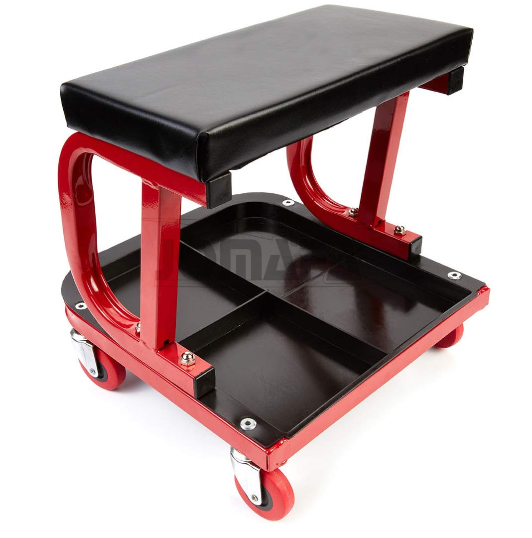JOMAFA - Taburete Asiento para Mecánica Silla para Taller Mecánico con ruedas y bandeja