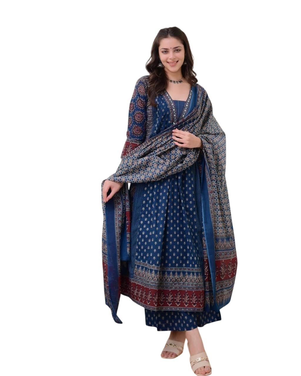 Women's Cotton Printed A Line Premium Kurti with Pant and Dupatta set-image-11