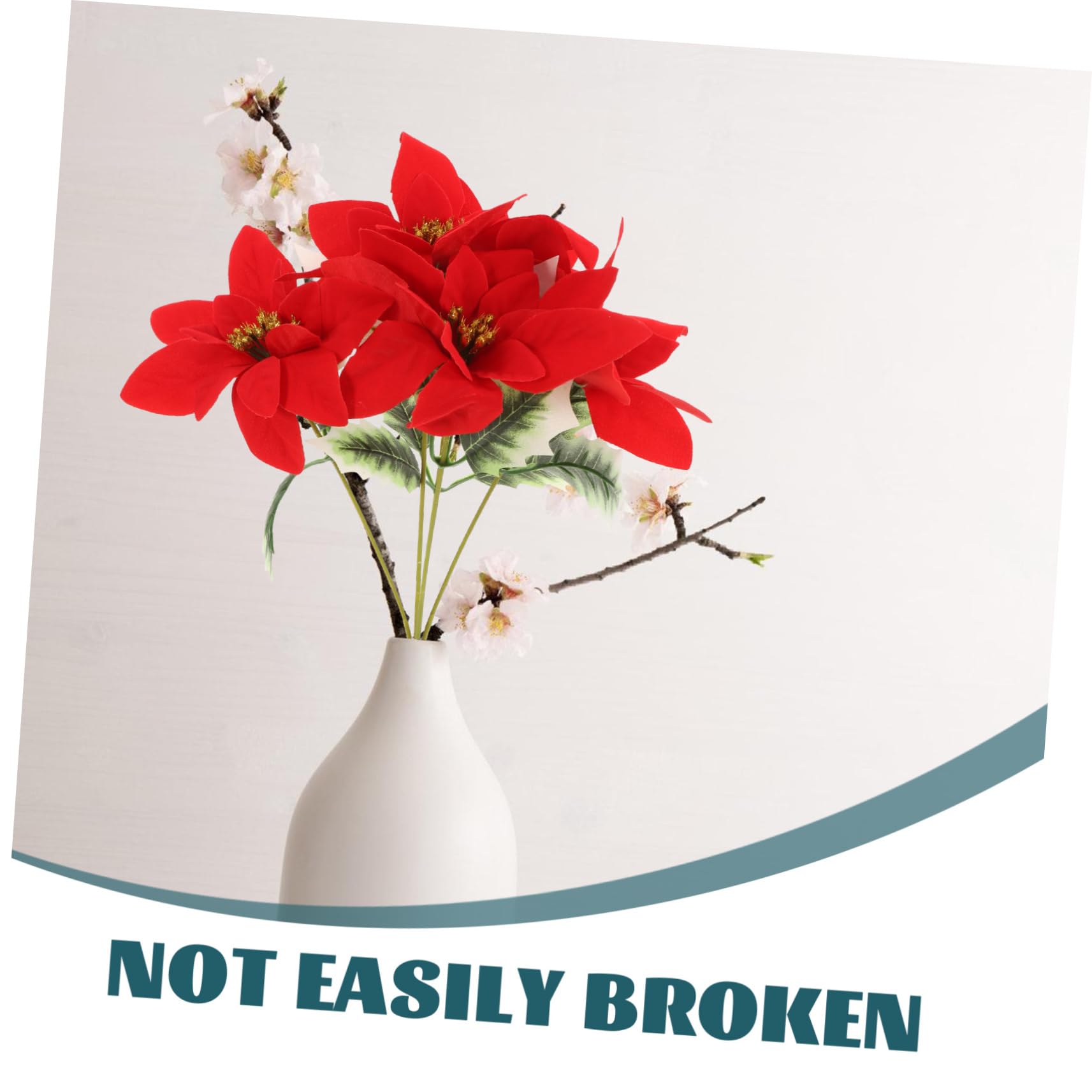 4piezas Flores Artificiales De Poinsettia para Decoración Navideña para De Mesa y Interiores