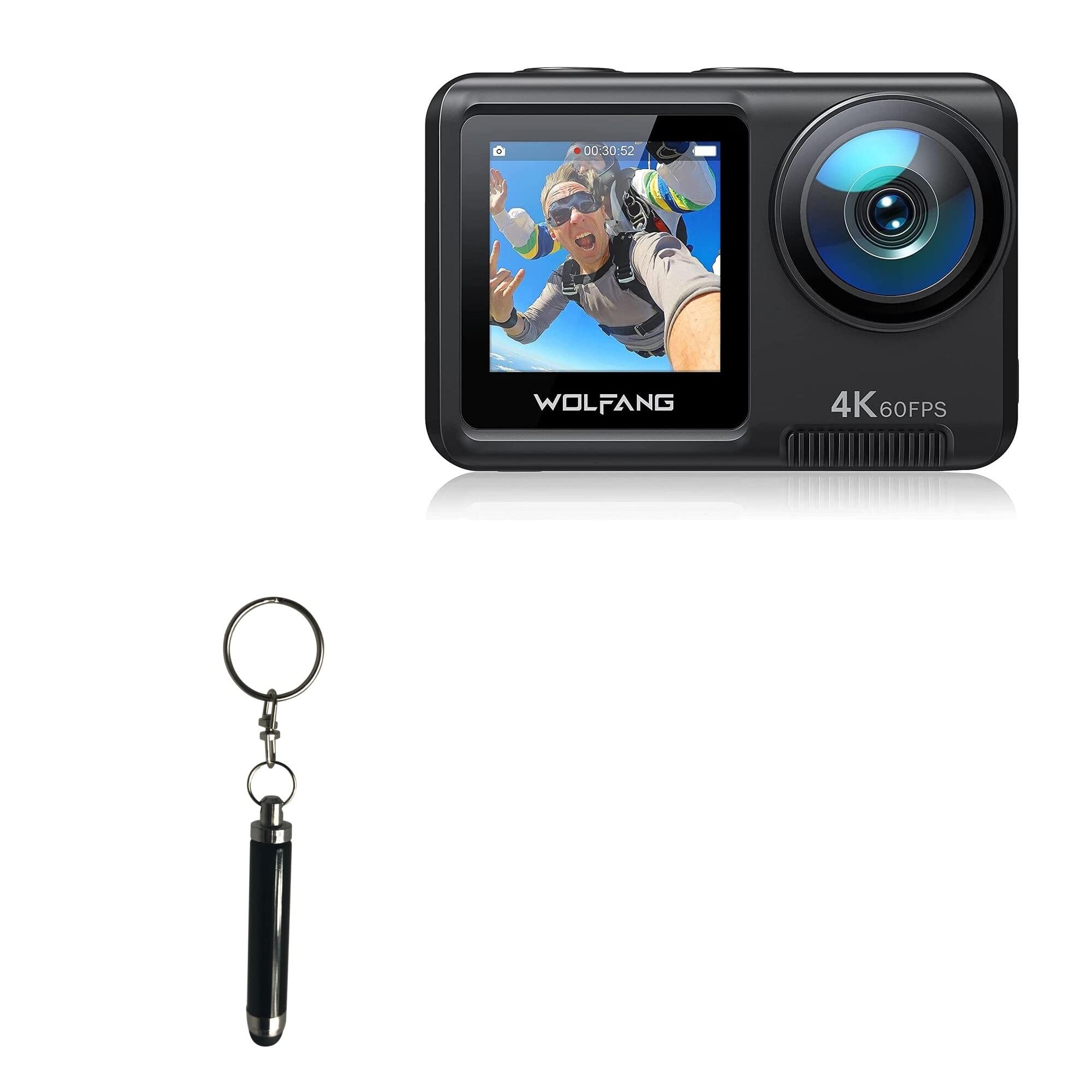 BoxWave Stylus Pen Compatible with Wolfang GA420 Action Camera - Bullet Capacitive Stylus, Mini Stylus Pen with Keyring Loop for Wolfang GA420 Action Camera - Jet Black