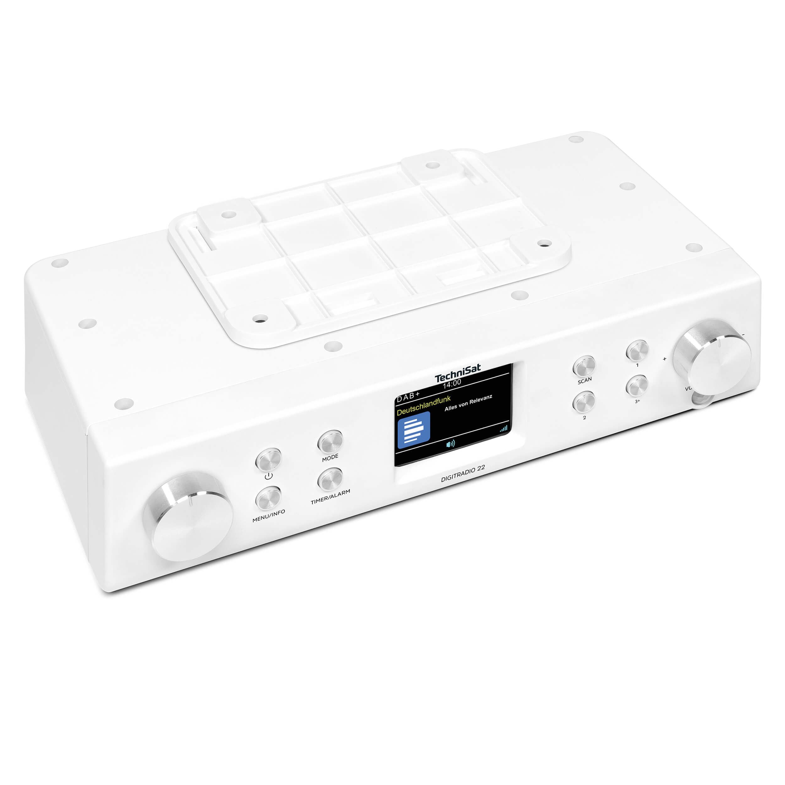TechniSat DIGITRADIO 22 - Küchenradio mit Bewegungssensor (Unterbauradio inkl. Montageplatte, DAB+, UKW, 2" Farbdisplay, LED-Licht, Favoritenspeicher, Wecker, 2 Watt) weiß