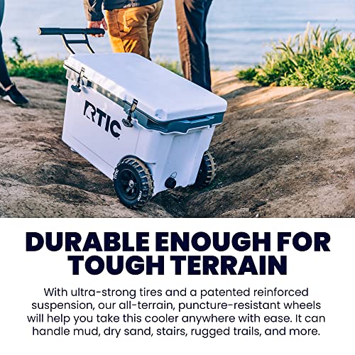 Rtic 52 Quart Ultra-Light Wheeled Hard Cooler Insulated Portable Ice Chest Box For Beach, Drink, Beverage, Camping, Picnic, Fishing, Boat, Barbecue, 30% Lighter Than Rotomolded Coolers, White & Grey #TOP4