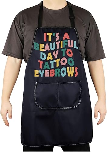 CENWA Delantal de artista de cejas con bolsillos, regalo de técnico de cejas, delantal de cocina ajustable para cejas pestañas mujeres