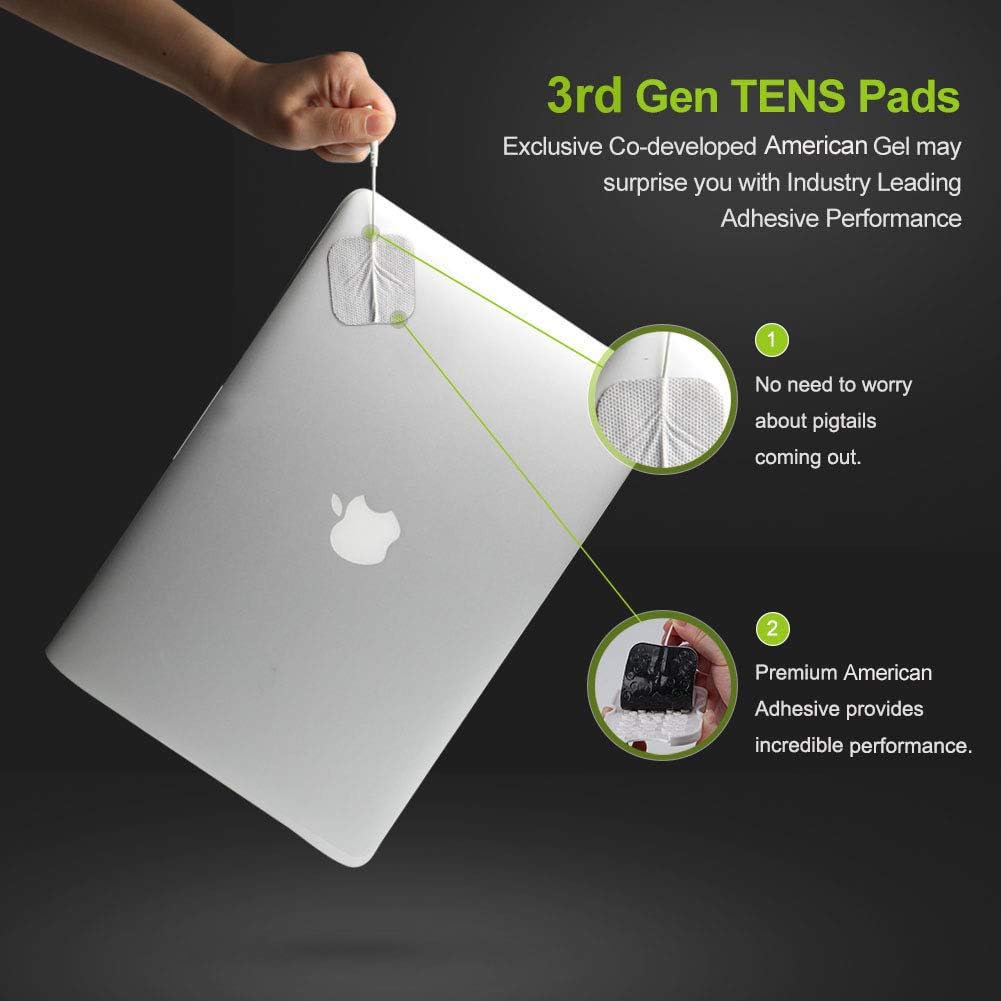 AUVON TENS Unit Electrodes Pads 2X2 8 Pcs, 2nd Gen Latex-Free Replacement Pads Electrode Patches with Upgraded Self-Stick Performance and Non-Irritating Design for Electrotherapy