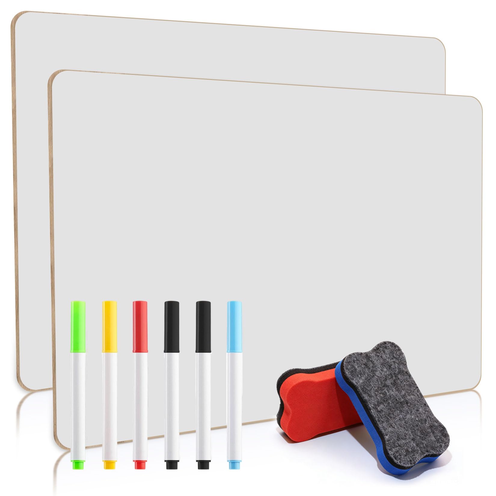 2 Pcs Whiteboard A3, Double Sided Dry Erase Boards, Mini Dry Erase Whiteboards Lapboards for Home Office School Revision Supplies(16.54x11.8), with 6 Wipe Boards Markers and 2 Eraser